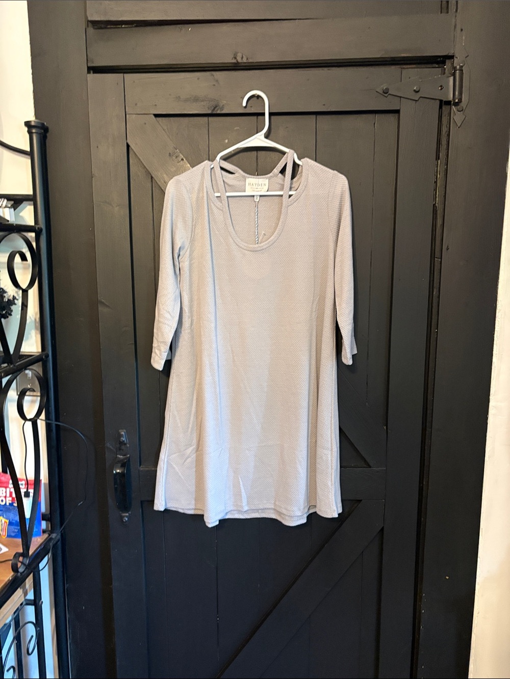 Hayden Light Gray Scoop Neck Tunic Dress